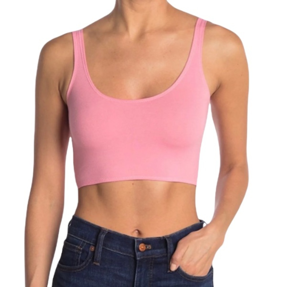 Topshop Solid Pink Sleeveless Cropped Cami Tank Top Size 10 Petite NEW